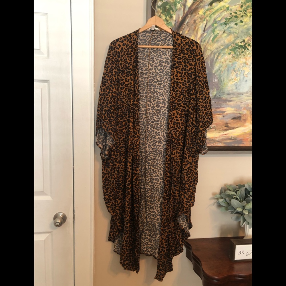 Long Duster Leopard Kimono